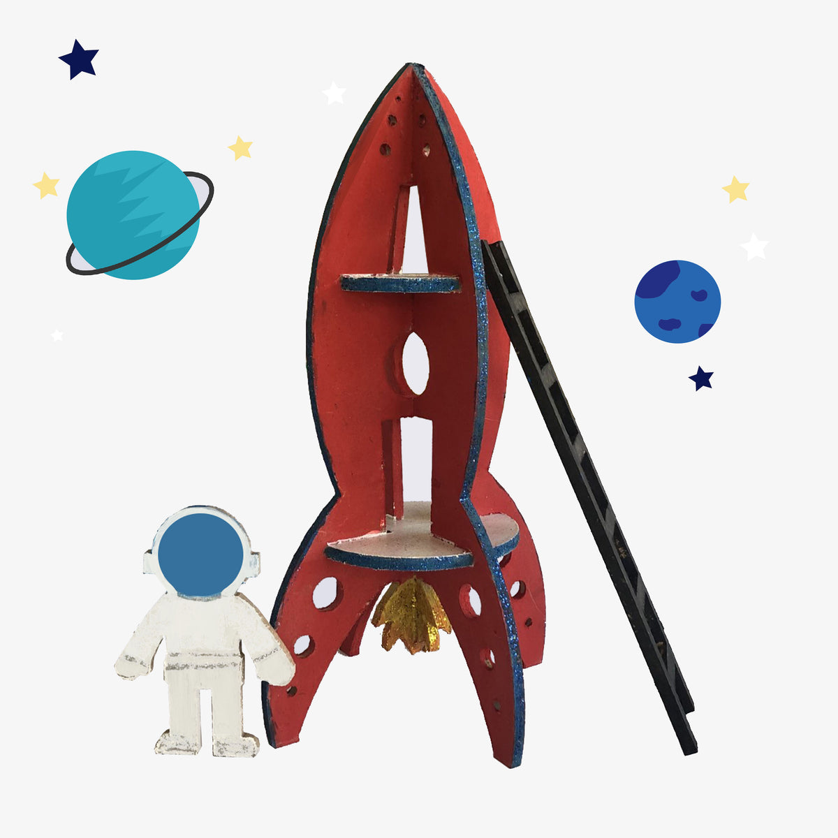 Amscan Create Your Own Rocket Ship Suncatcher Kit, 4pc | Party