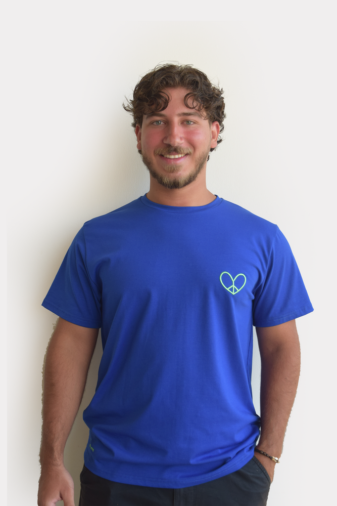 Blue unisex tshirt inspired from kids art cotton happiness Amman jordan 