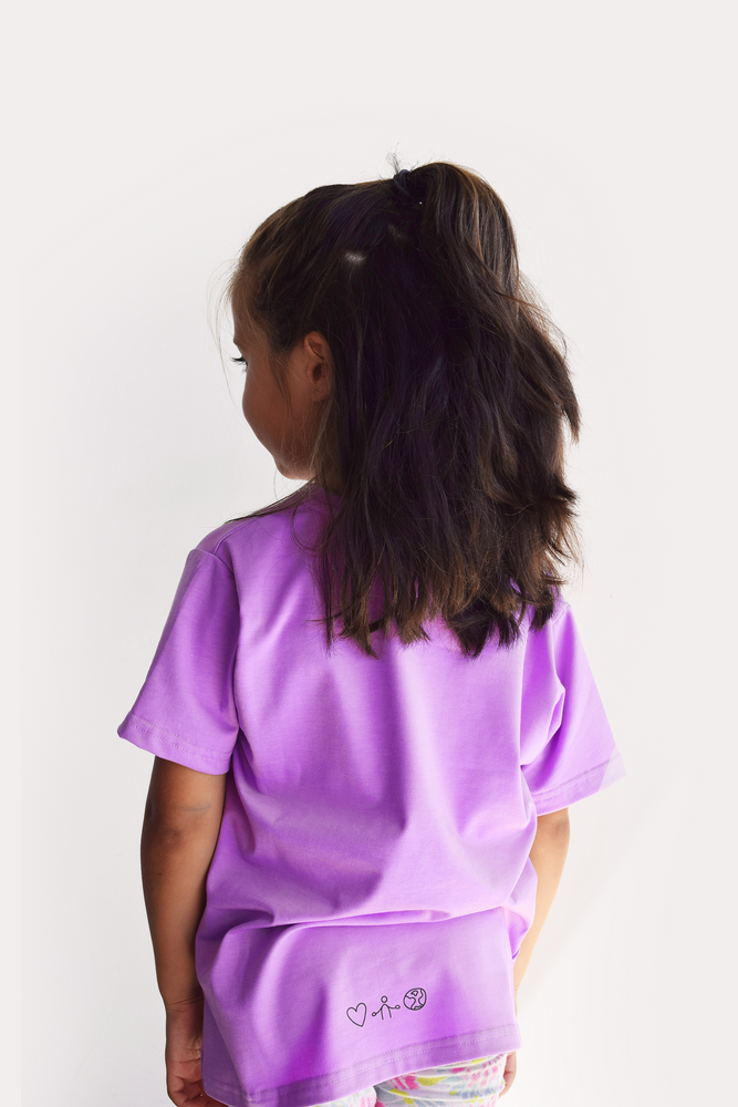 Purple Kids tshirt inspired from kids art cotton happiness Amman jordan 