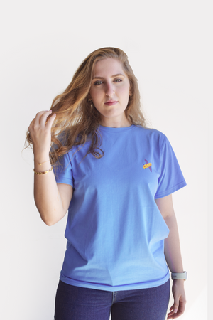 Blue unisex tshirt inspired from kids art cotton happiness Amman jordan 